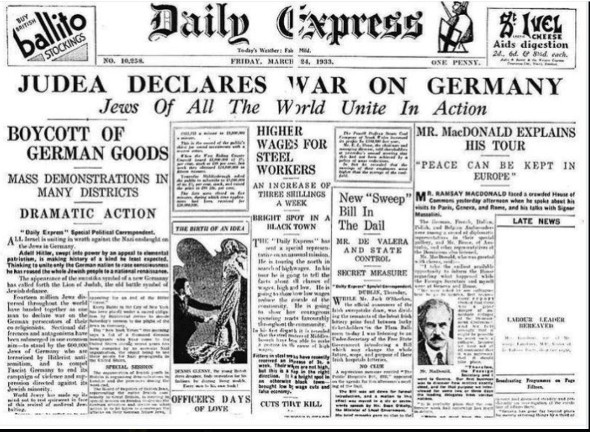 Your post isn't history.  It's history revision.  I present to you a new paper front page from one month prior.  Jews started WWII!  It's irrefutable!