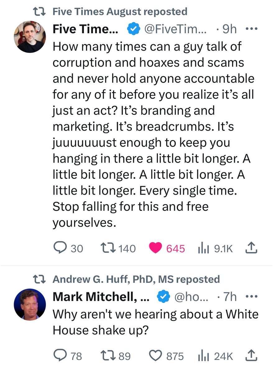 These two tweets appeared at the top of my feed together, and they’re a nicely matched set.