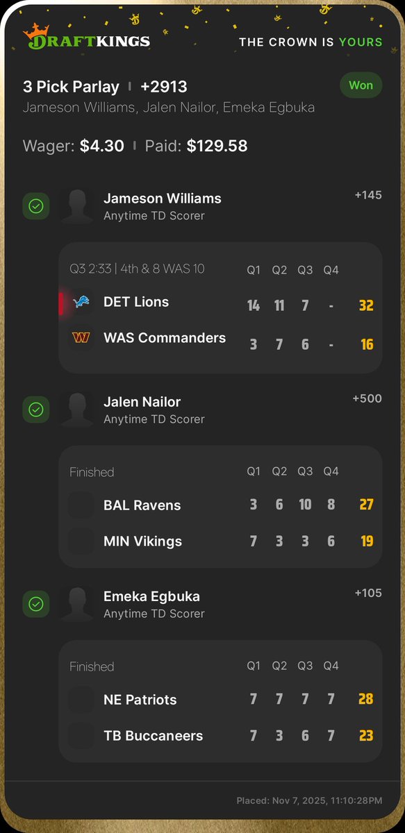 webdevirv's tweet image. This week I put my faith in @PropFinderApp for NFL instead of throwing darts at what I like, and it paid off

+2913 3 leg ✅
+1089 2 leg ✅

Now if only I was crazy enough to play em together $10 would&apos;ve paid $3.5K 🔥