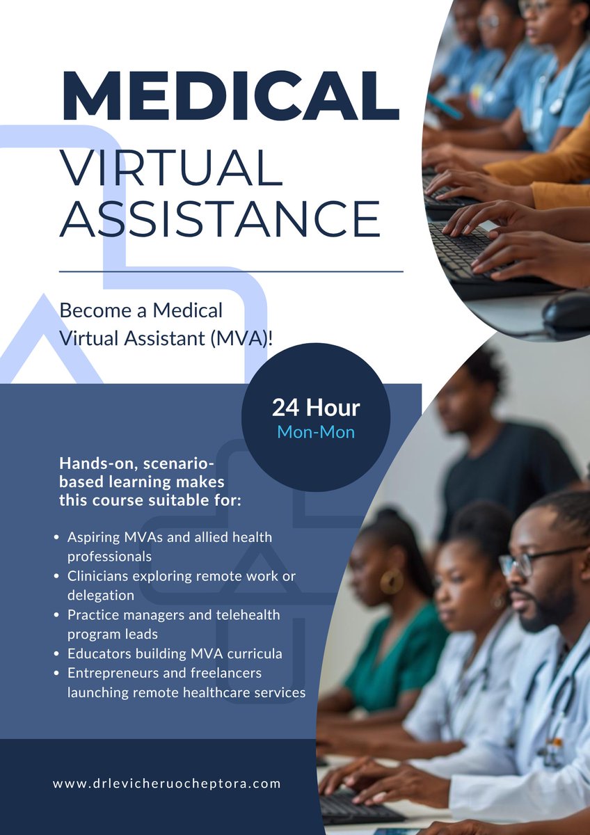 💻🏥 Master EMR workflows, billing, telehealth support &amp; remote patient management — and build a global career in digital healthcare. 🌍💼  Enroll now 👉 drlevicheruocheptora.com/home/course/me…  

#MedicalVirtualAssistant #RemoteHealthcare #DigitalHealth #Telemedicine #HealthcareCareers