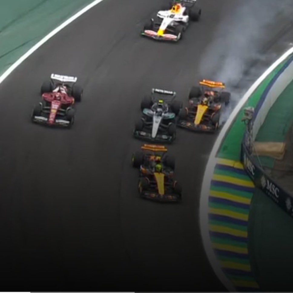 "Pinched in the middle by leclerc's Ferrari" 😭💔