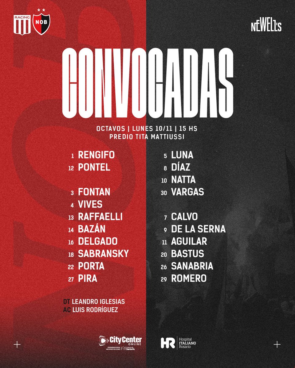 Convocadas 🆚 Racing

#VamosNewells❤️🖤