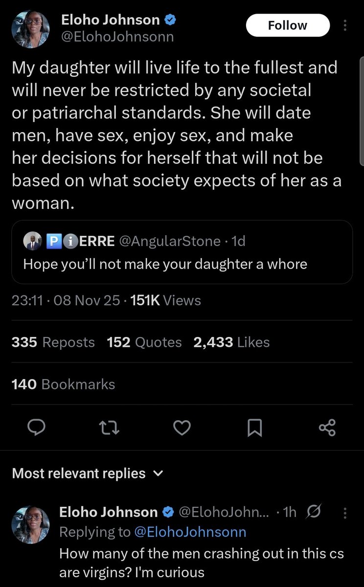 <a href="/ElohoJohnsonn/">Eloho Johnson</a> I know you will delete this tweet, Eloho Johnson.

I will leave it in your comments so it is easier to find.