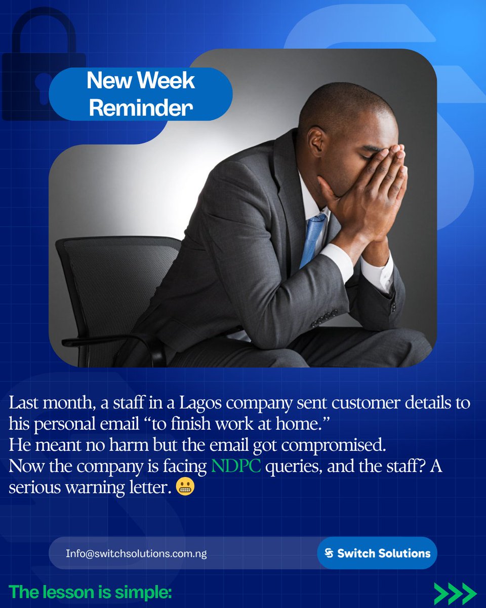 switchsolution_'s tweet image. New week, new goals same rule: protect data like it’s gold. 🔐
#DataProtection #CyberAware #StaySecure