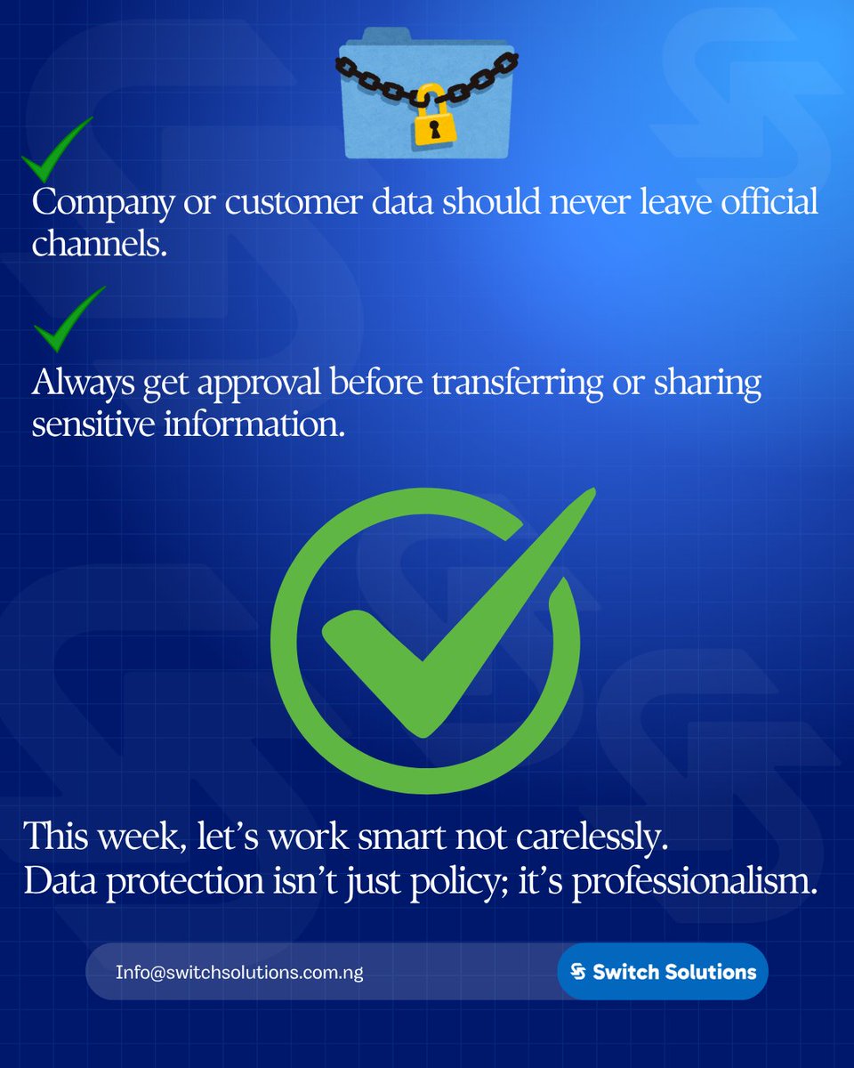 switchsolution_'s tweet image. New week, new goals same rule: protect data like it’s gold. 🔐
#DataProtection #CyberAware #StaySecure