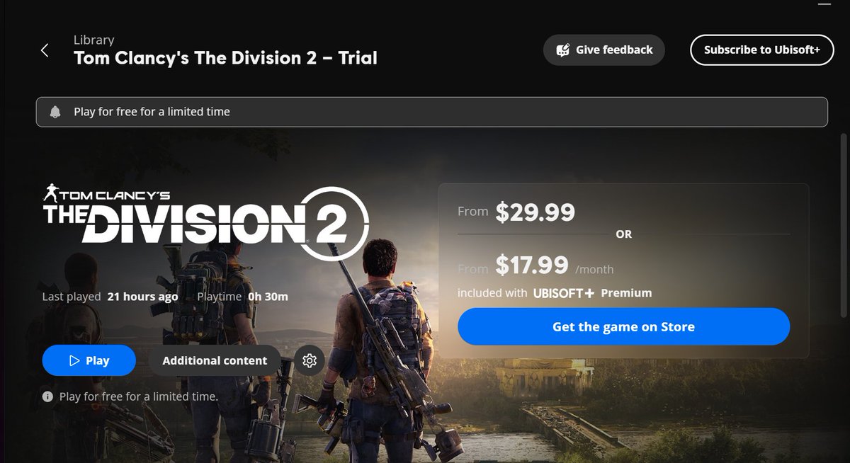 jay_a's tweet image. hey @Ubisoft  @EpicGames @TheDivisionGame . i "own" division 2 on the epic store. Ubisoft connect says its some sort of trial. if epic says i own it, what's going on?