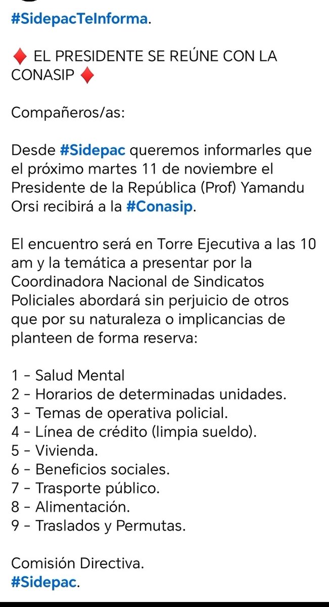 Reunión con el Presidente de la República.