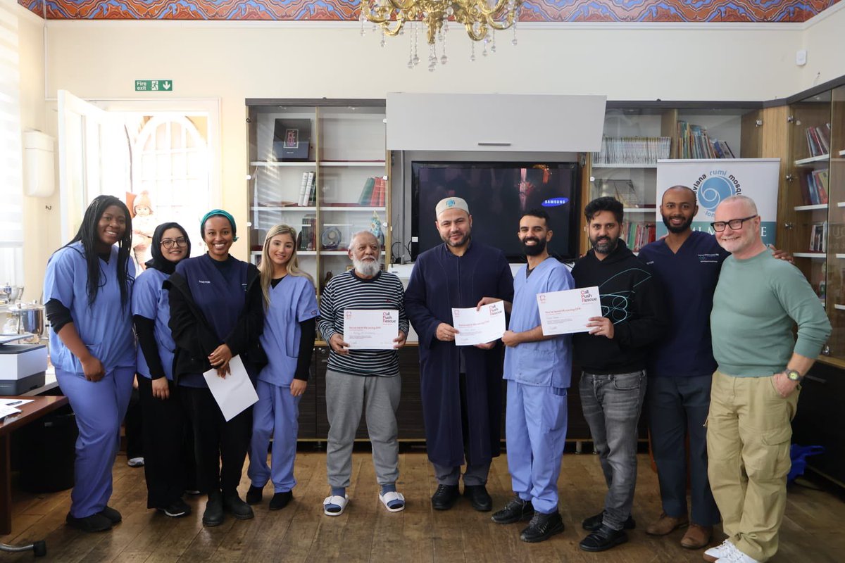 RumiMosque's tweet image. “Whoever saves a life, it will be as if they saved all of humanity.” Quran 5:32

Great turn out for a paramount lifesaving training on heart resuscitation, rescue breathing, recovery position, choking first aid &amp;amp; many more provided by @BritishIMA and @TimetoHelpUK at @RumiMosque