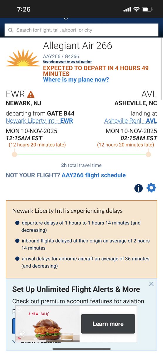 JCjennamo's tweet photo. @Allegiant - 12+ hour flight delay with 0 info and 0 accommodations. Folks have been at EWR since 9am for this flight. If the plane isn’t coming, CANCEL the flight and reschedule so we can get out of this hot crowded airport and make other plans. https://t.co/TMqXJsFPAg