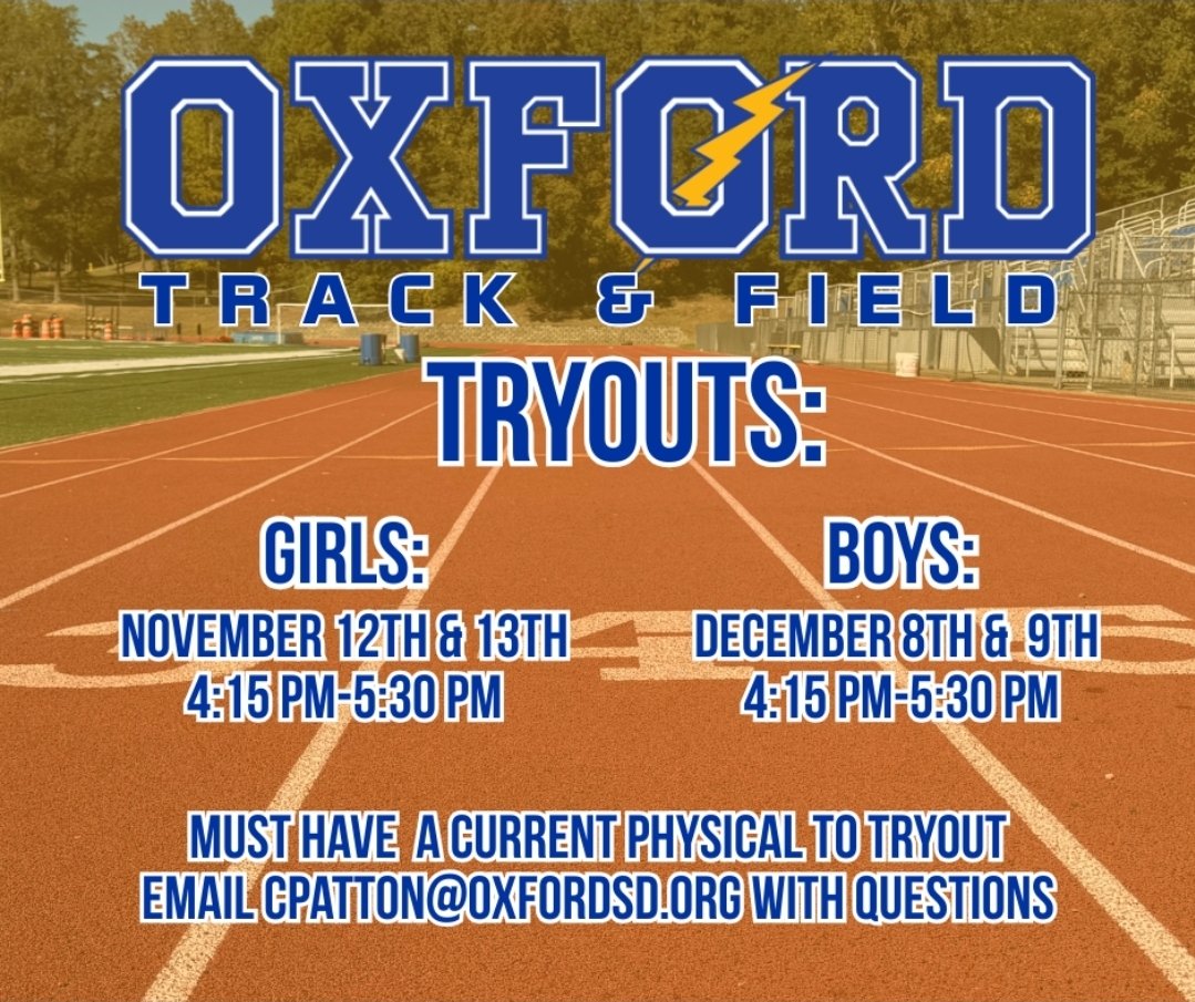 _ohstrack's tweet image. 🚨 TRACK &amp;amp; FIELD TRYOUTS 🚨
