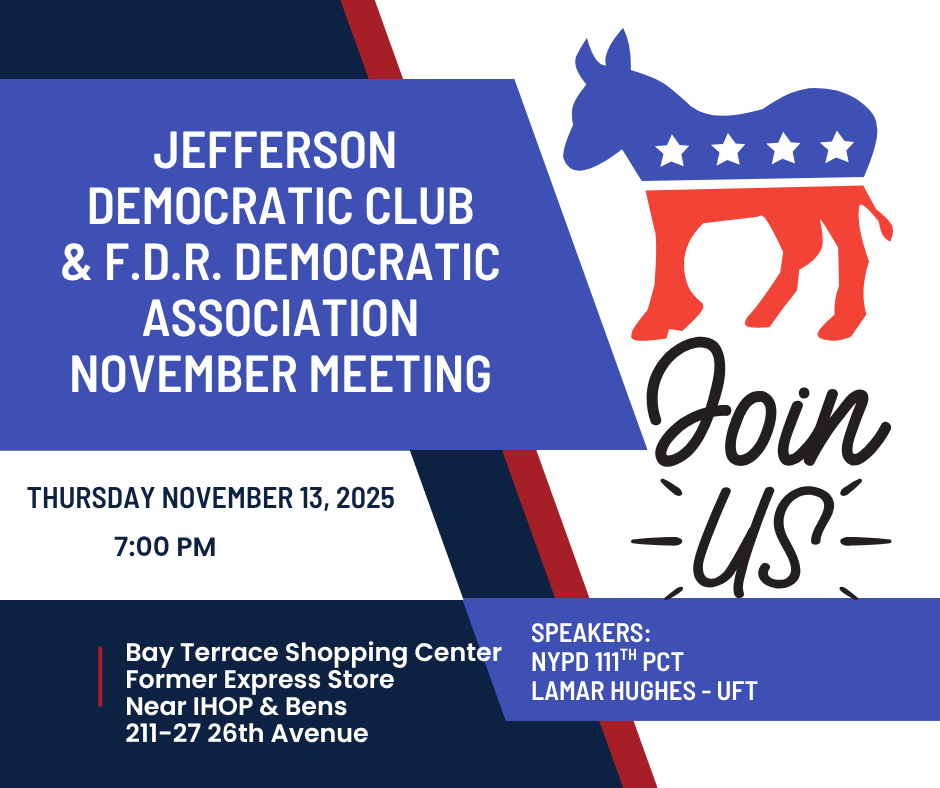 JeffDemClub's tweet photo. Please join us on 11/13 at our meeting with @NYPD111Pct &amp; @UFTDistrict25! https://t.co/Ig7jIcHtmb