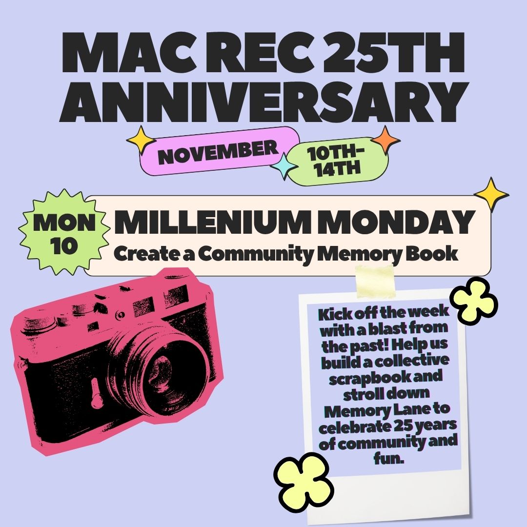 cityofmacedonia's tweet photo. Join us for a week-long celebration of the Mac Rec's 25th Anniversary from Nov. 10–14! Each day brings something fun and unique. On Monday, help @macrecohio build a collective scrapbook and stroll down Memory Lane with a look back at 25 years. #MacRec25 #MacedoniaRecCenter https://t.co/H9KrFCSGkq