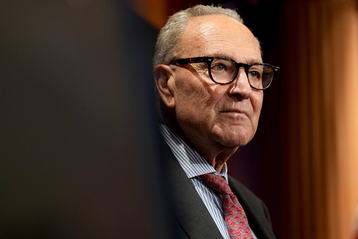 PollTracker2024's tweet image. Chuck Schumer says he is a no on the continuing resolution to reopen the government.