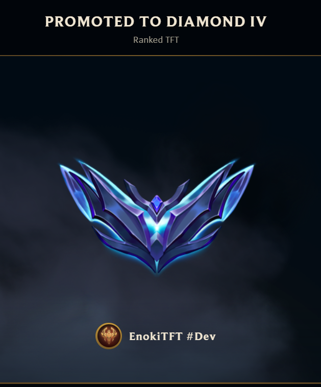 Scat__King's tweet photo. Was a long climb, but I finally hit Diamond this season! Can't wait for the new set to come out @TFT ! Lore and Legends is looking awesome so far! https://t.co/H7YaZ1LJvY