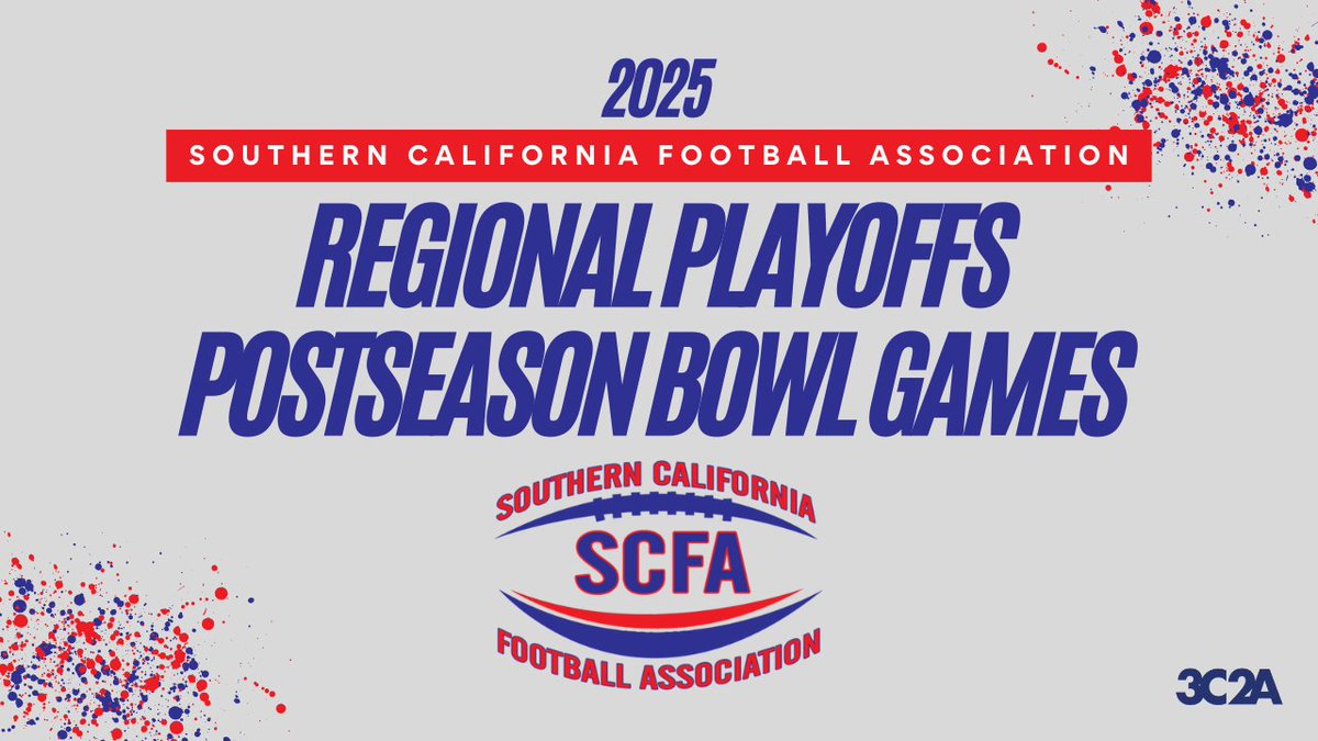 SCFA / <a href="/3C2Asports/">3C2A</a> Announce 2025 Regional Playoffs, Postseason Bowl Game Matchups
scfafootball.com/general/2025-2… <a href="/cccfca1/">California Community College Football Coaches</a>