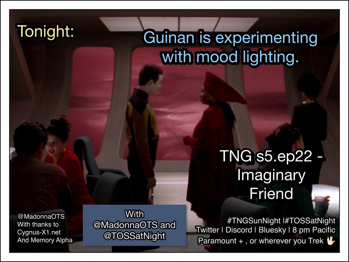 Tonight!
#TNGSunNight
#TOSSatNight
#StarTrekTNG
#StarTrek