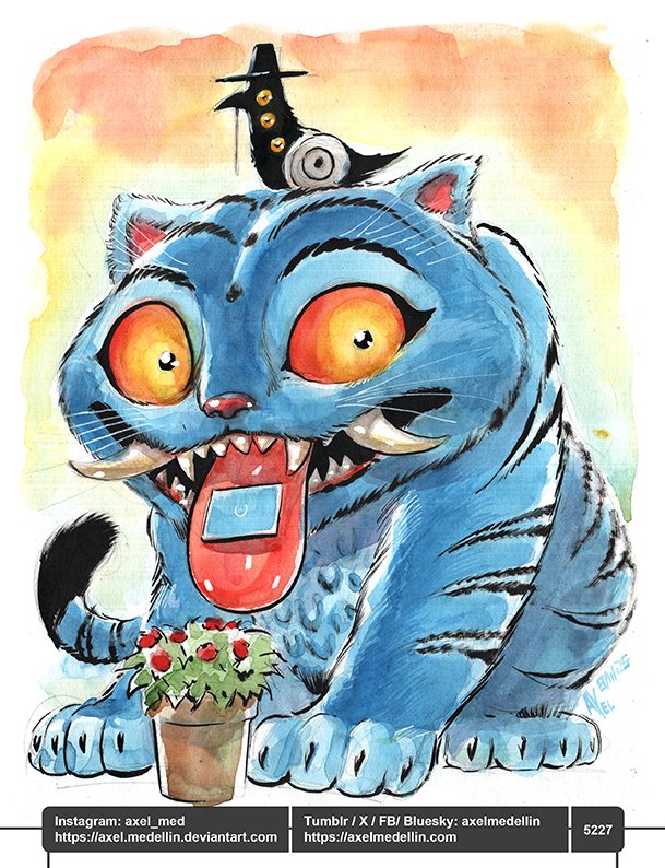 AxelMedellin's tweet photo. #dailydrawing 5227 #dibujodiario #drawingoftheday #derpy #derpytiger #sussiebird #fanart #kpopdemonhunters #fantasyart #watercolor #brushandink #traditionalart https://t.co/aZs0JaqVrA