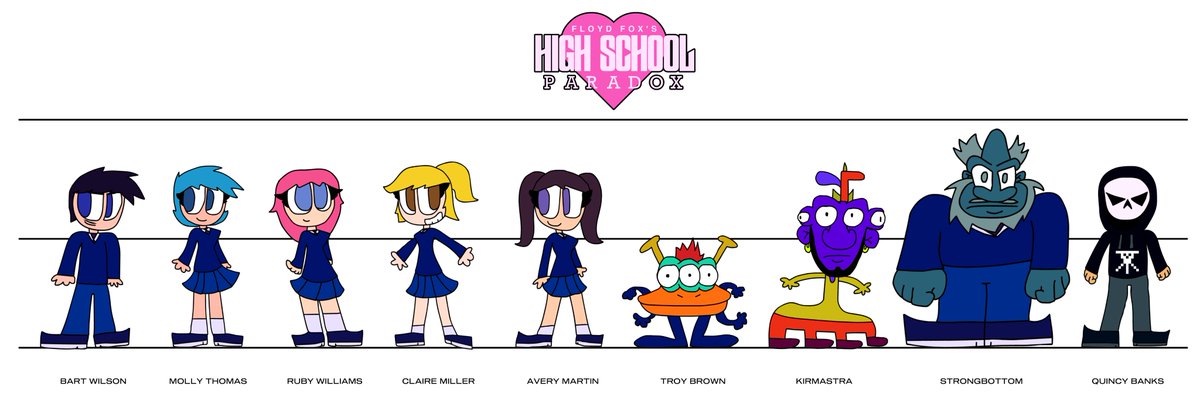Floyd Fox's HIGH SCHOOL PARADOX has a character lineup that is anything but ordinary!🤯From regular-looking students like Bart Wilson and Molly Thomas to the absolute wildcards like Strongbottom and Troy Brown. Who's your favorite? 
#HighSchoolParadox #NewCartoon #CharacterDesign