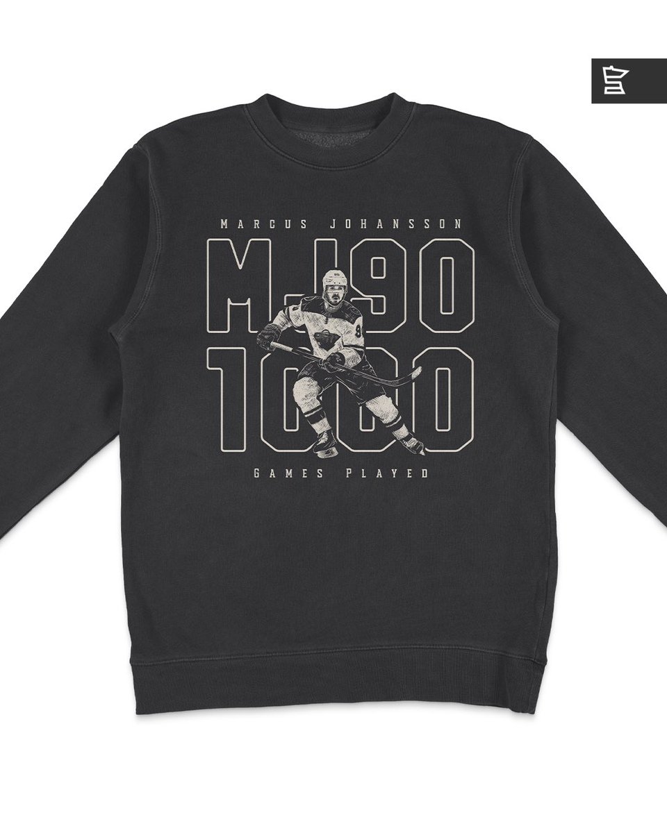 SotaStickCo's tweet photo. MJ90 hits 1,000 games + he’s rolling in on an eight-game point streak. 👏🔥
We created this Marcus “MJ90” Johansson crewneck for his family and friends to celebrate the milestone tonight!
#MJ90 #1000Games https://t.co/noyjXcwakt