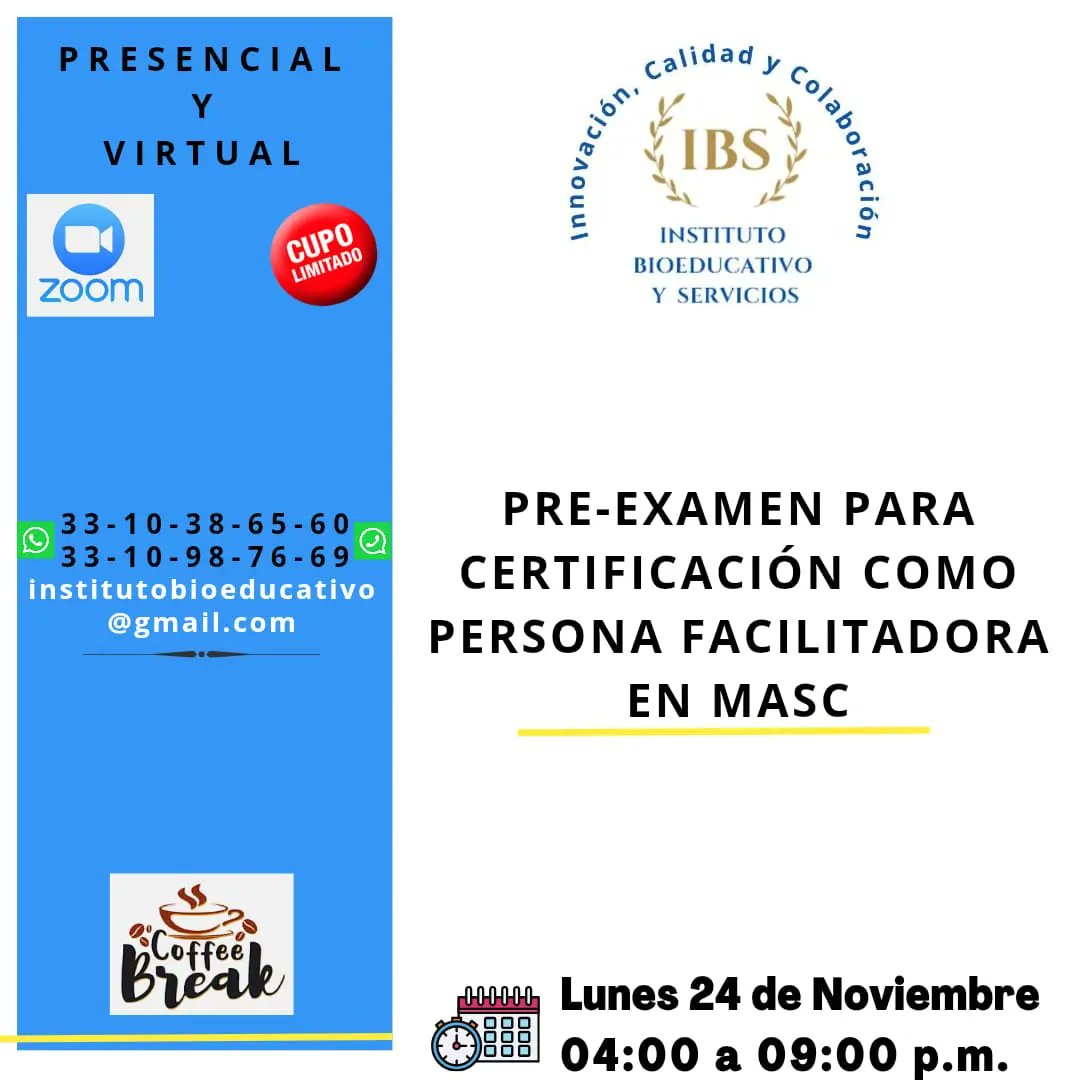 AlfredoSFMX's tweet photo. #Capacitación continua en @bioeducativomx prepárate para tu #EXAMEN de #Certificación como #persona #Facilitadora de #MASC por @IJA_Jalisco y presta #servicios de #resolución y #prevención de #conflictos iniciamos 24 de Noviembre 👍 https://t.co/M8knPfzeLe