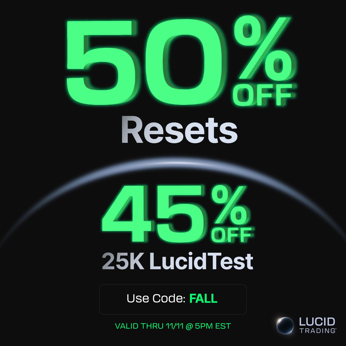 TradingLucid's tweet image. Our most affordable plan is here. Say hello to 25K Test and Direct.

And to celebrate we&apos;re doing:
🔥50% off All Resets
♻️45% off 25K LucidTest

All other accounts are 30% off.