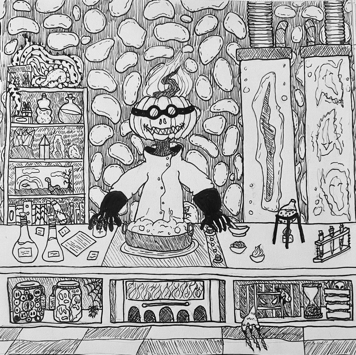 Dakyinator's tweet photo. I know it’s already past October but whatever, sorry to you for the lateness. I only did Days 1,2,4,5 (Lantern, Alchemy, Woods, and Apple).  Maybe I’ll finish the rest someday, as I put it in the Forgotten Inktober archive files. Enjoy!
#lamiettober2025 #inktober2025 https://t.co/0WZ2wdnazE