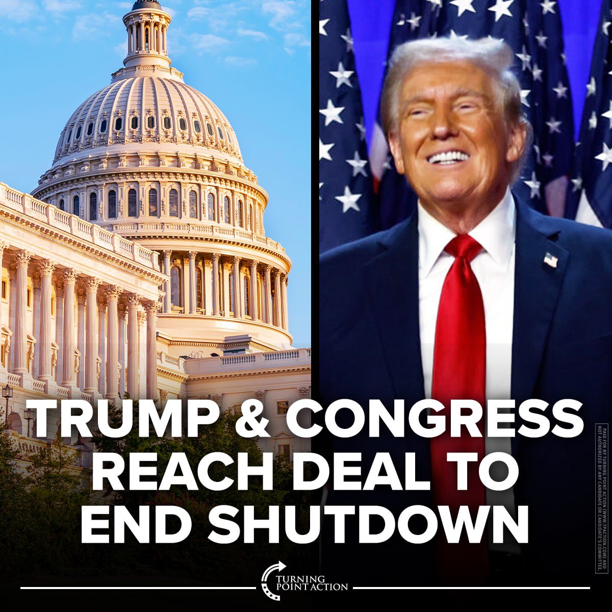 TPAction_'s tweet image. The shutdown is ending and reports are that Democrats caved.

Art of the Deal wins again?
