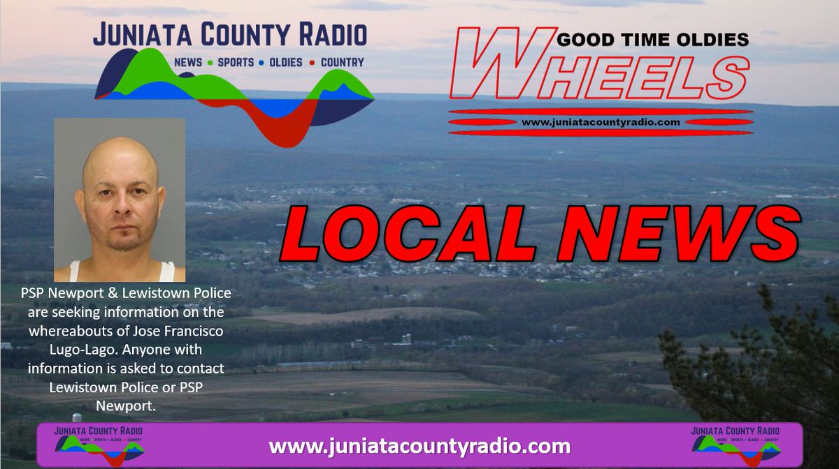 Intoxicated Lewistown minor; Lewistown drug use; Philadelphia woman charged in Fermanagh Township theft; PSP and Lewistown PD searching for Jose Francisco Lugo-Lago.

READ HERE: juniatacountyradio.com/post/local-new…

LOCAL NEWS - Monday, November 10, 2025