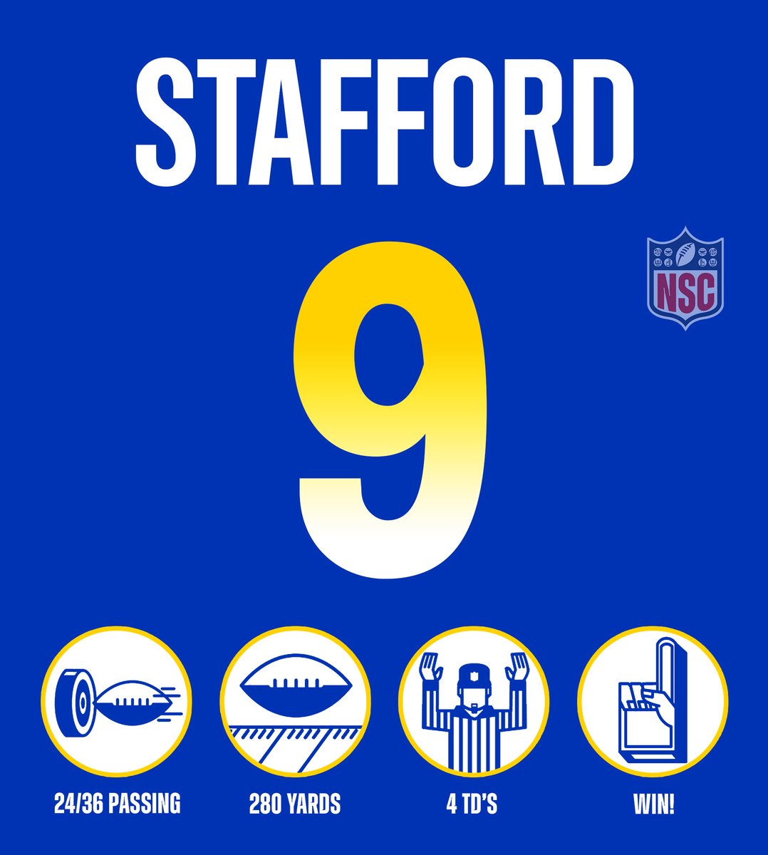 NFLStatCenter's tweet photo. Matthew Stafford today against the 49ers 🔥 #LARvsSF #RamsHouse @RamsNFL https://t.co/xmV432eo7A