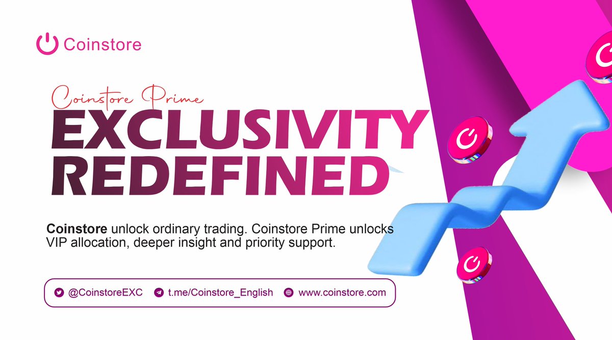 Step into a new era of elite trading. 💎

With Coinstore Prime, enjoy VIP allocations, deeper insights and priority support designed to elevate your trading experience beyond the ordinary.

#CoinstorePrime #ExclusivityRedefined

h5.coinstore.vip/h5/signup?invi…