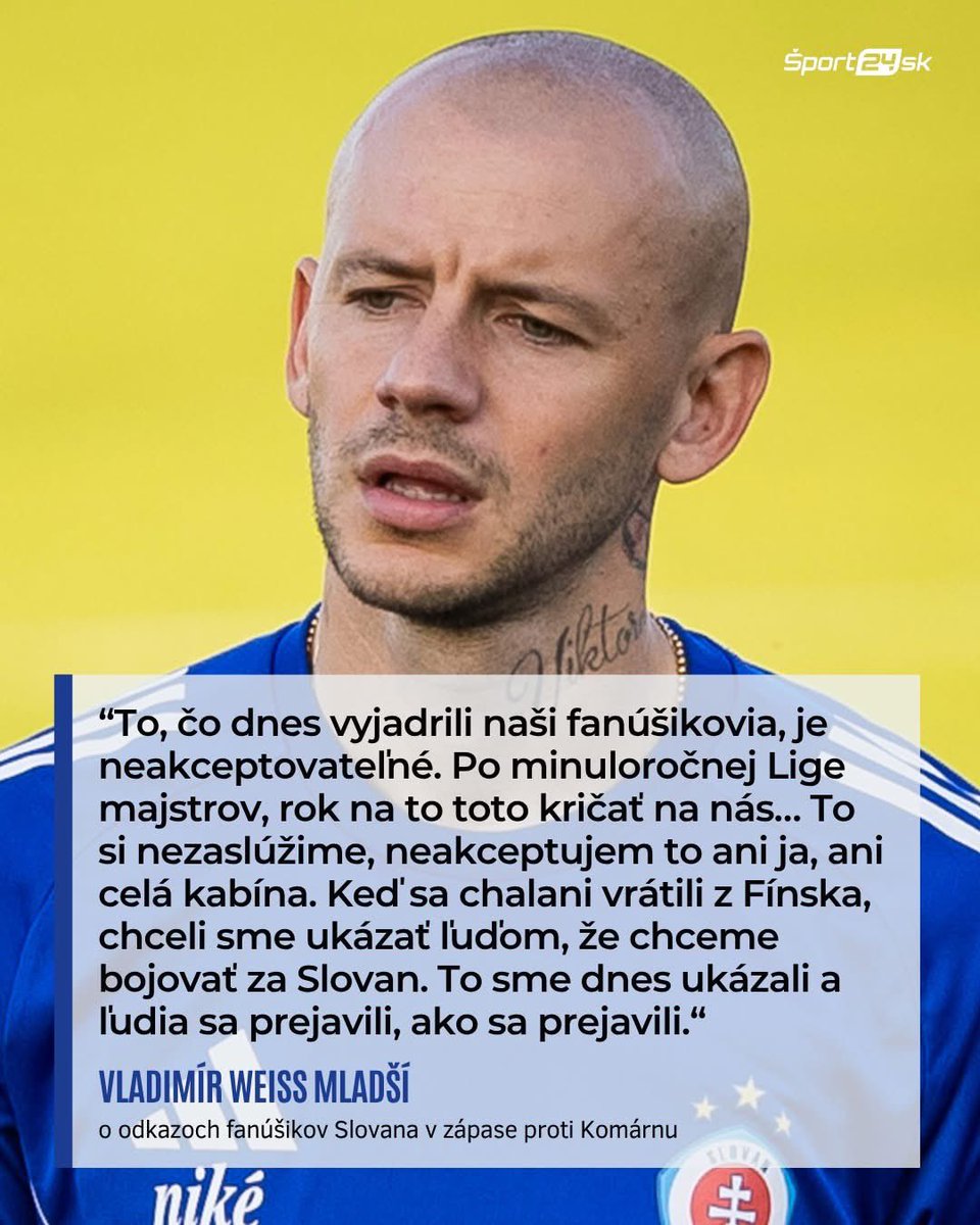 Vladimír Weiss a jeho reakcia na nahnevané prejavy fanúšikov Slovana v zápase proti Komárnu. 😠 Čítajte celú Weissovu reakciu 👉 sport24.pluska.sk/futbal/kapitan…