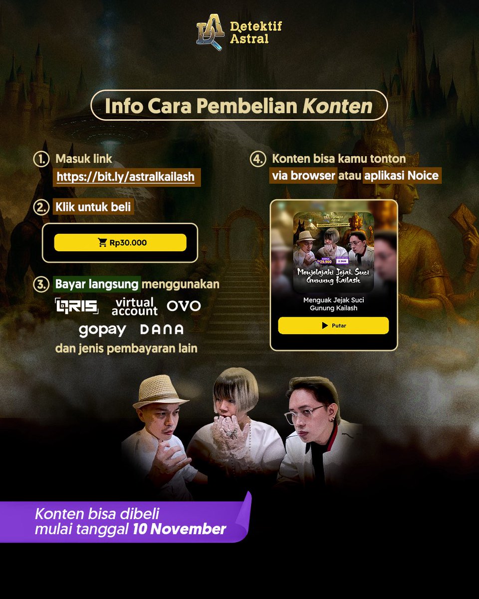 📢 EEC GUNUNG KAILASH SUDAH TAYANG‼️

Beli &amp; nonton sekarang:
🔗 bit.ly/astralkailash

Hanya di aplikasi @noice.id — Detektif Astral ✨