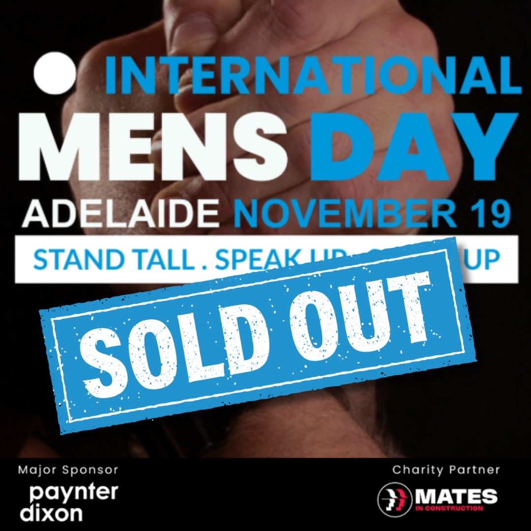 The International Men's Day Gala is now officially sold out, with over 350 guests joining.

Thank you to everyone who has supported this event – from the major sponsor, Paynter Dixon, to the many businesses and individuals who are helping raise funds for <a href="/MATESConstruct/">MATESinConstruction</a> SA.

I