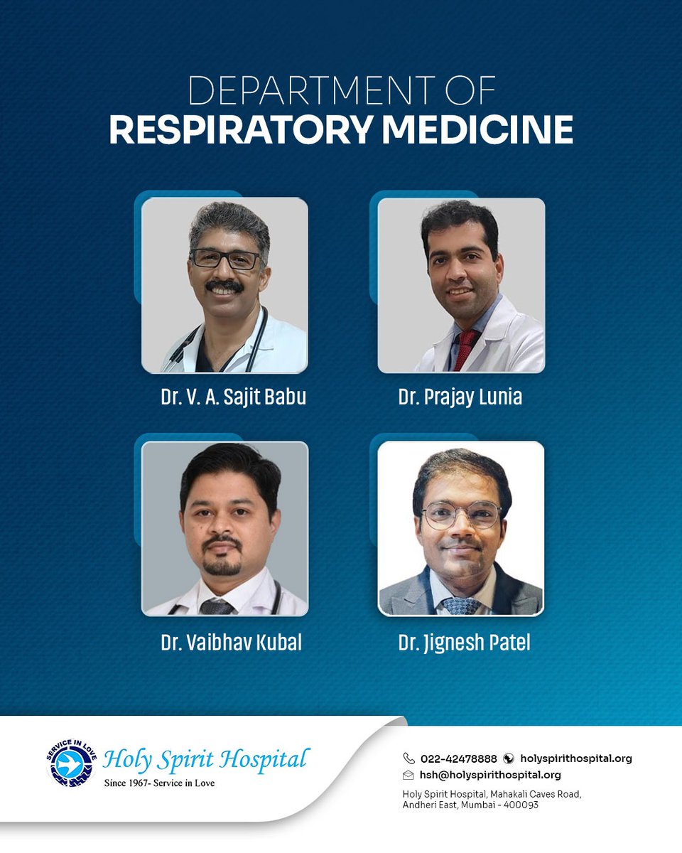 Meet our Respiratory Medicine team Dr. Babu, Dr. Lunia, Dr. Kubal, and Dr. Patel committed to keeping your lungs healthy and strong. 💙

We breathe over 20,000 times a day let’s protect each one. 

#LungHealth #RespiratoryCare #Pulmonology #HealthcareHeroes