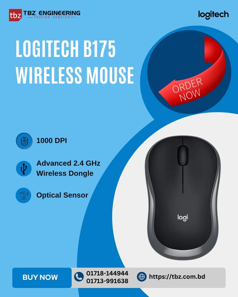 TBZEngineering's tweet image. Stay productive with the Logitech B175 Wireless Mouse.

Enjoy plug-and-play simplicity with the included USB receiver and long battery life.
🔥 Available now at TBZ Engineering

#LogitechB175 #WirelessMouse #LogitechMouse #OpticalMouse #TBZEngineering @Logitech