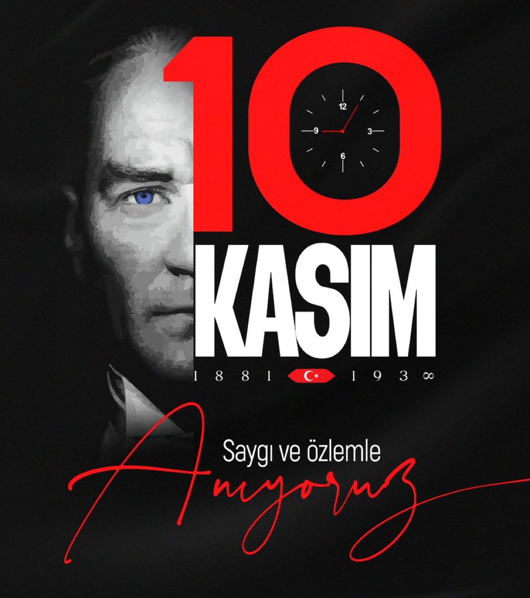 🇹🇷 Ulu Önder Mustafa Kemal Atatürk'ü saygı ve özlemle anıyoruz. #10Kasım