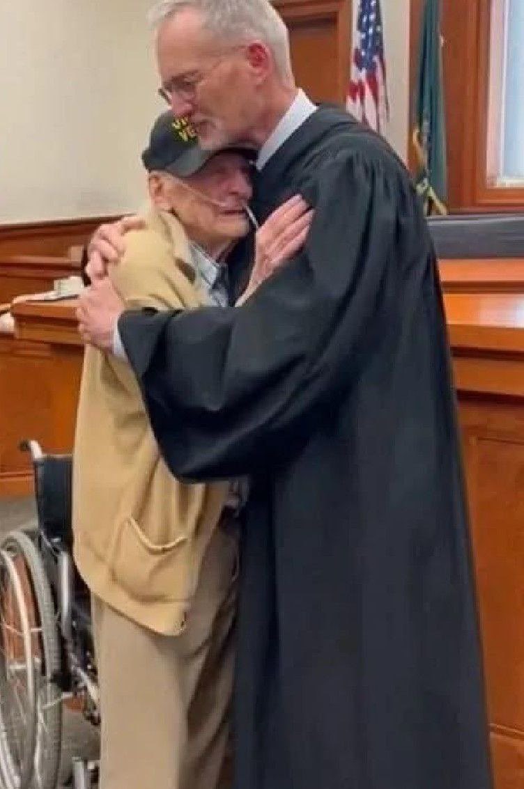 Whiplash437's tweet photo. An 88-year-old Vietnam veteran sat weeping in his wheelchair as a judge prepared to condemn his crumbling home. Fines had piled up for repairs he couldn’t afford. Then—something changed. The judge paused, called a recess, and made a few quiet phone calls. When court resumed, he dismissed every fine and announced that local veterans and contractors would fix the house for free. Finally, the stern judge stepped down and hugged the old soldier. “You served us,” he said. “We don’t forget that.” ❤️