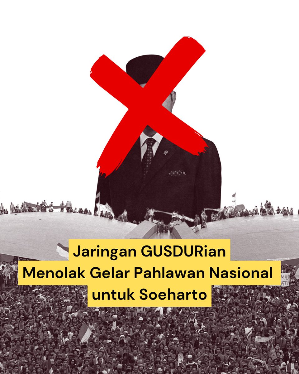 Jaringan GUSDURian Menolak Pemberian Gelar Pahlawan Nasional untuk Soeharto

Hari Pahlawan pada 10 November 2025 menghadirkan dilema tentang bagaimana bangsa Indonesia mengingatnya. Di satu sisi, masyarakat mendapat teladan dari nama-nama tokoh yang berperan dan berkontribusi