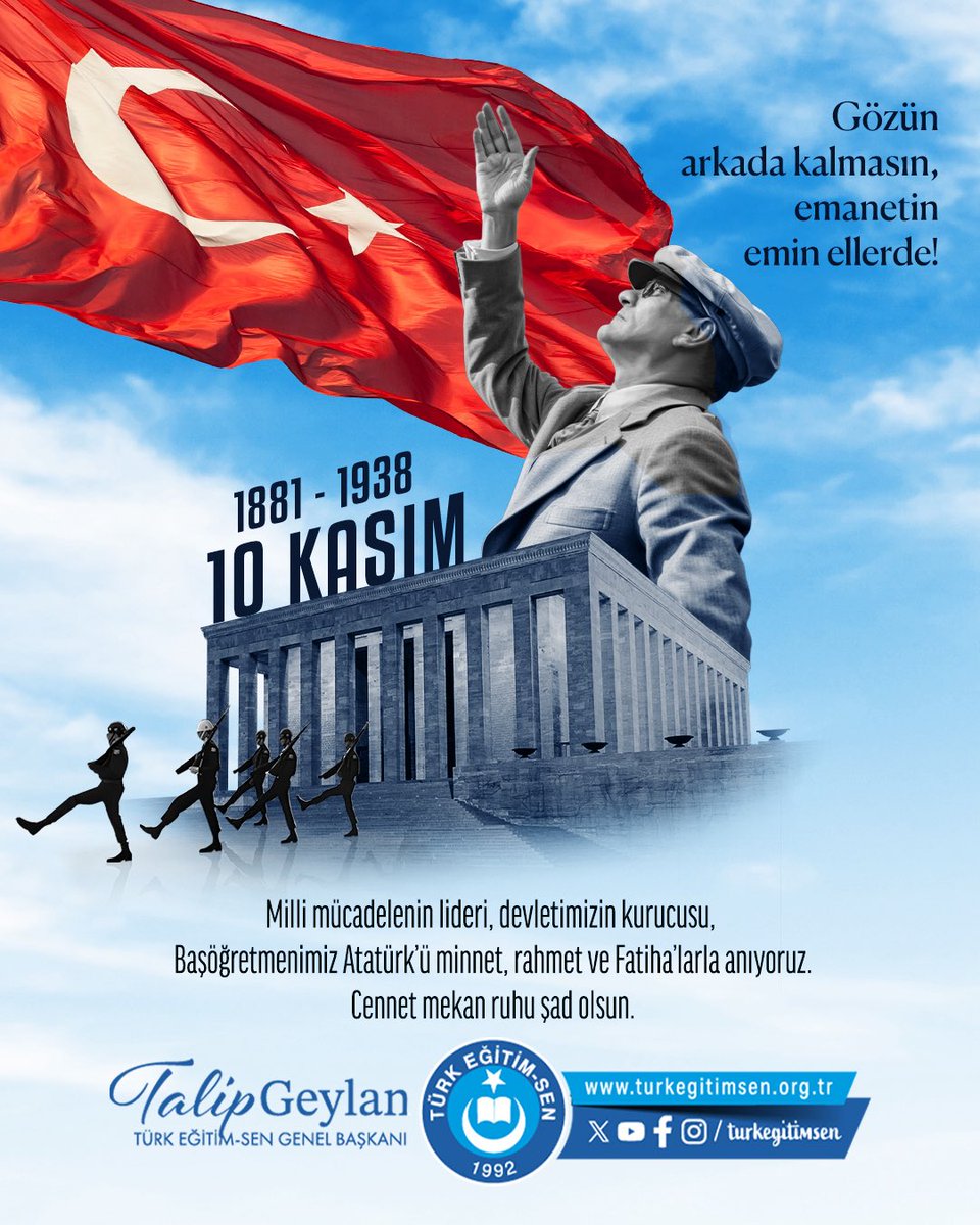 Milli mücadelenin lideri, Cumhuriyetimizin kurucusu aziz Atatürk’ü vefat yıldönümünde minnet, şükran ve Fatihalarla anıyoruz.

#10Kasım