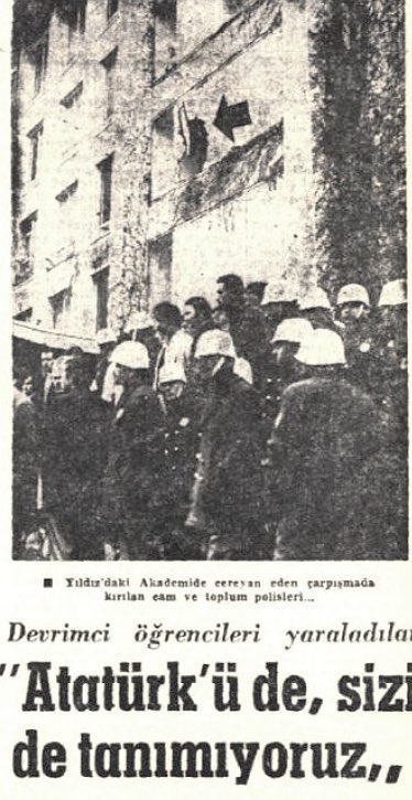 9 Kasım 1970:
10 Kasım’da Atatürk'ü anma hazırlıkları yapan Yıldız DMMA öğrencilerine saldıran sağcı grup 10 kişiyi tabanca ve sopalarla yaraladı