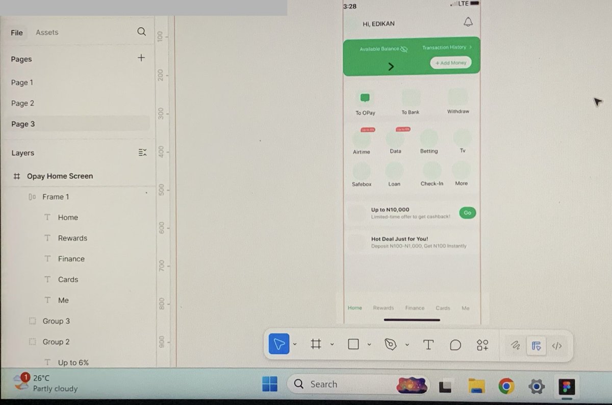 eddydesign_'s tweet image. Since completing the mobile app &amp;amp; Web design course, I&apos;ve been racking my brain on projects to work on…
Replicating OPAY HOME SCREEN design came to mind and I tried my hands on it

Ft: the process

Result will be posted soon