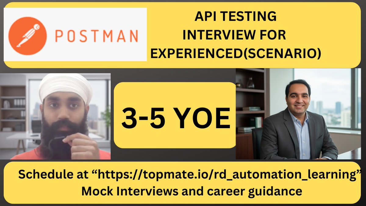 rdautomation's tweet image. youtu.be/TBDuLZtJ5WQ
New video on API Testing Interview for Experienced is out. (Postman Interview Questions).
Like, Share &amp;amp; Subscribe our channel.
#testingjobs #qajobs #rdautomationlearning #rdtechnicallearning