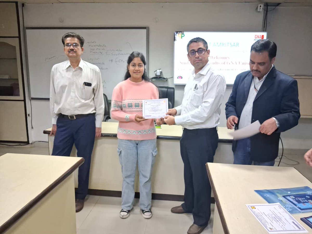 GnaUniversity's tweet image. #GNAUniversity- Department of #Mechanical and #AutomationEngineering completed a 5-day Value-Added Training Program at CIPET (Central Institute of #PetrochemicalEngineering and Technology), Amritsar — a prestigious Government of India project.
