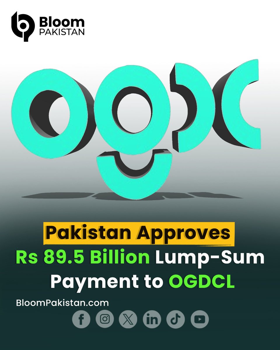 bloom_pakistan's tweet image. CPPA-G will make a lump-sum Rs 89.5B payment to OGDCL for Uch Power and Uch Power-II, replacing 18 planned instalments. The goal is to ease liquidity strains and support smoother power sector operations.

Read More: bloompakistan.com/pakistan-appro…

#OGDCL #CPPA #PowerSector #Pakistan…