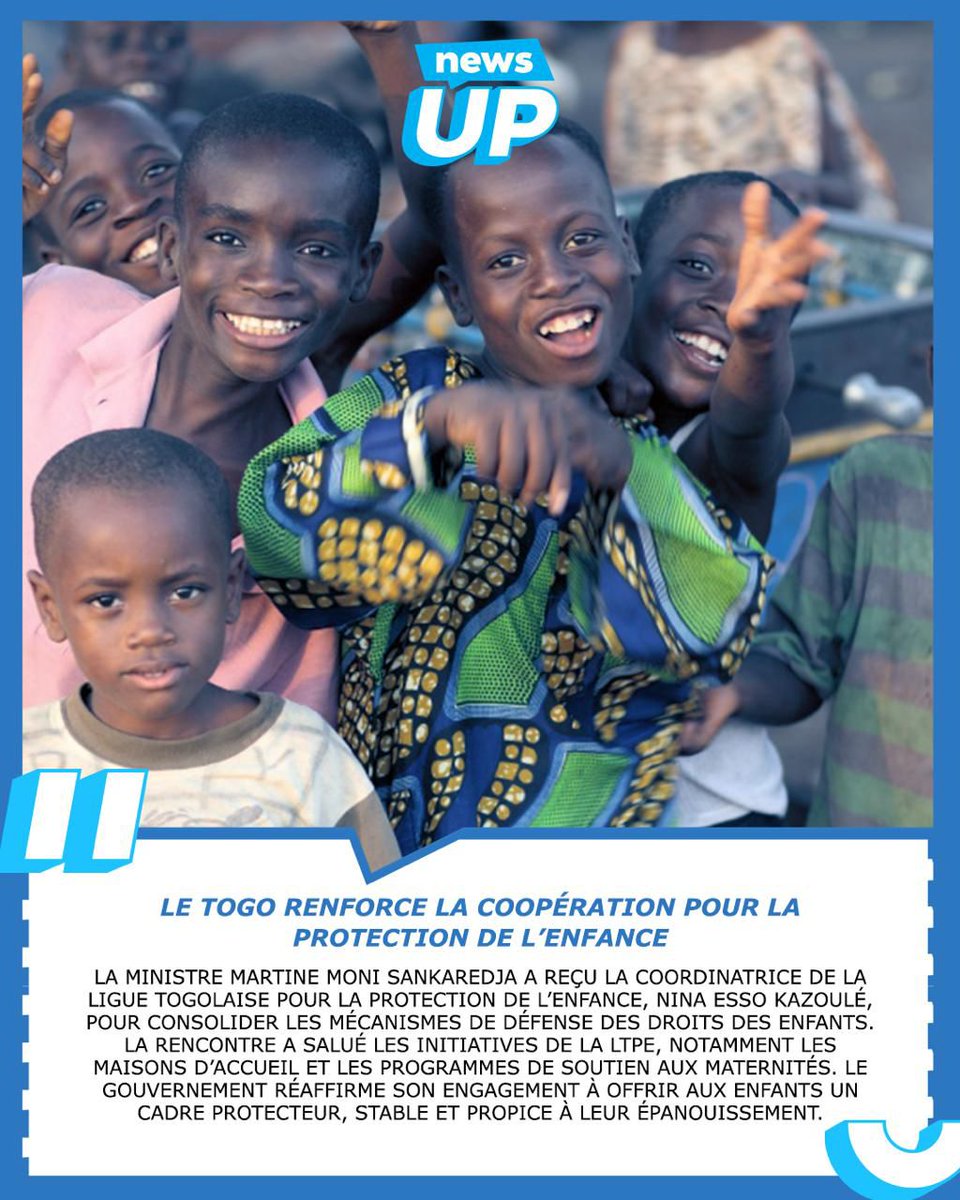 NormandSan90396's tweet photo. đ€ La Ministre Martine Moni SANKAREDJA a reçu la Coordinatrice togolaise pour la protection de lâenfant.
Les Ă©changes ont portĂ© sur le renforcement des actions en faveur du bien-ĂȘtre et des droits des enfants au Togo.
#Togo #ProtectionEnfant #Solidarité #GouvernementTogolais https://t.co/J7I7mx3c6D