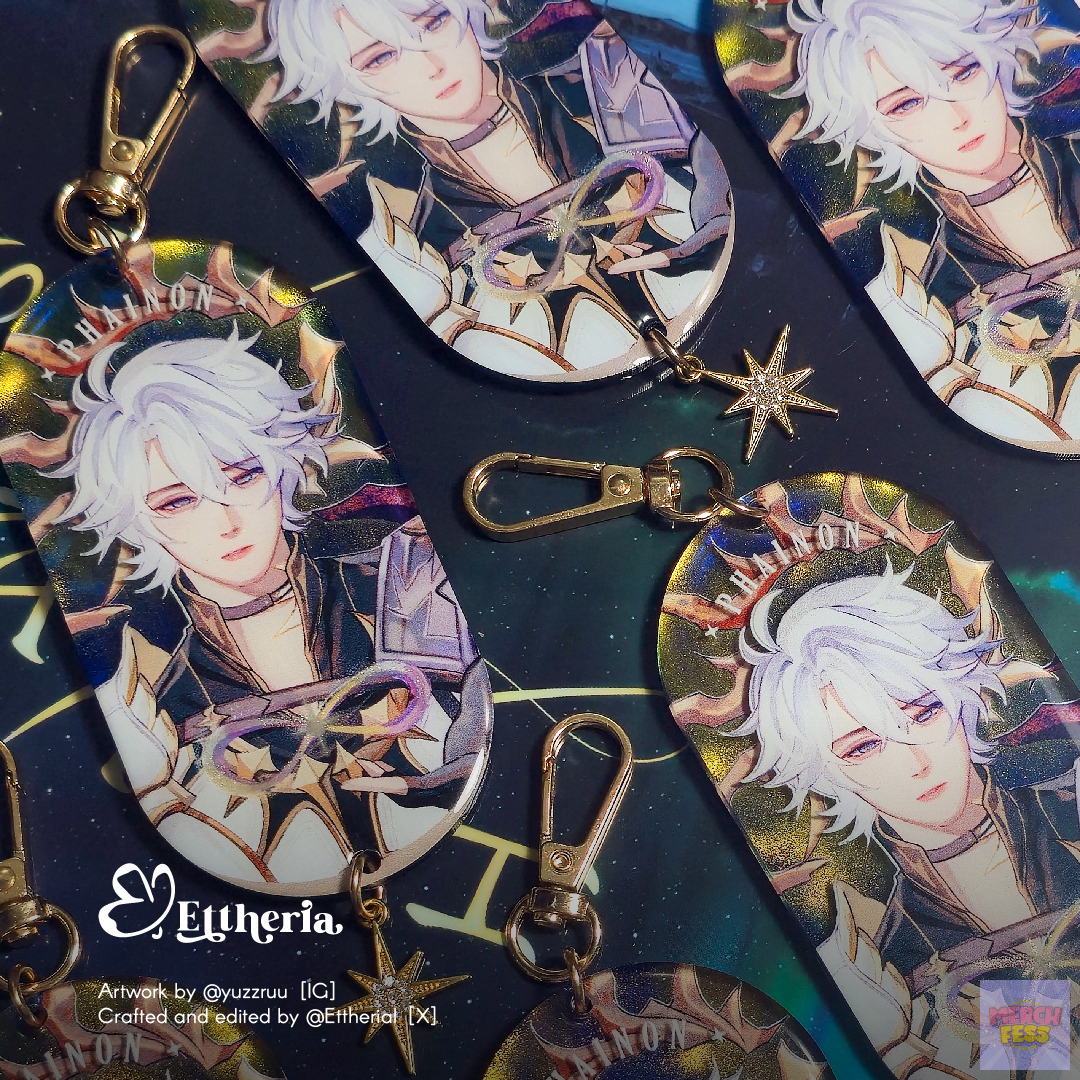 merch_fess's tweet image. *sellmerch. Halo semuanyaa~!! Phainon Cat's Eye keychain-nya sudah ready stock di 🍊-ku yaa! Aedes Elysiae in a jar dan Nameless Insignia juga sudah restock, link 🍊 akan kutaroh dibawah ya~