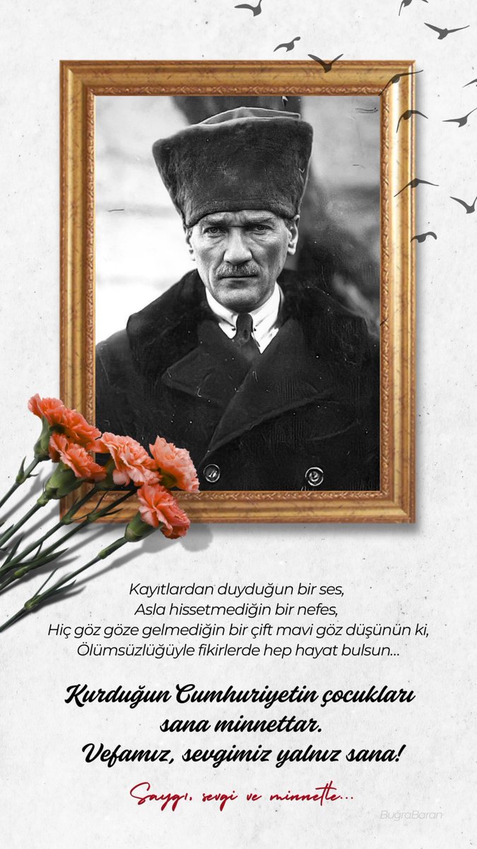 Kurduğun Cumhuriyetin çocukları sana minnettar!

Vefamız, sevgimiz yalnız sana.

Cumhuriyetimizin Kurucusu, Büyük Önder Gazi Mustafa Kemal Atatürk’e sonsuz saygı ve özlemle…

#10Kasım ♾️
#OnKasım