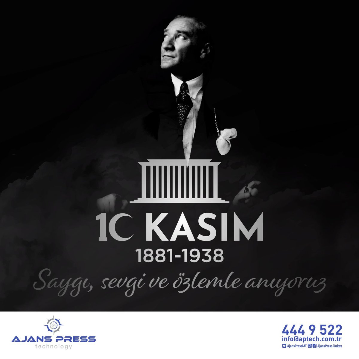 Ulu Önderimiz Gazi Mustafa Kemal Atatürk’ü ebediyete intikal edişinin yıl dönümünde saygı, sevgi ve özlemle anıyoruz. 
#10Kasım