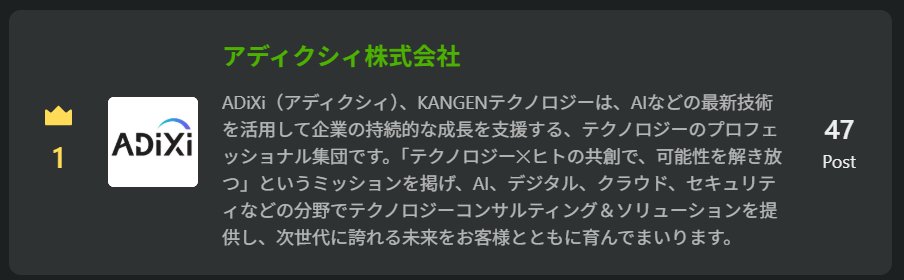 ADiXiPR's tweet image. 【Qiita週間ランキング1位👑】
ADiXiのテックブログが
現在、週間1位＆月間3位にランクイン✨
活発に更新しておりますのでぜひご覧ください！
qiita.com/organizations/…　#qiita #エンジニア