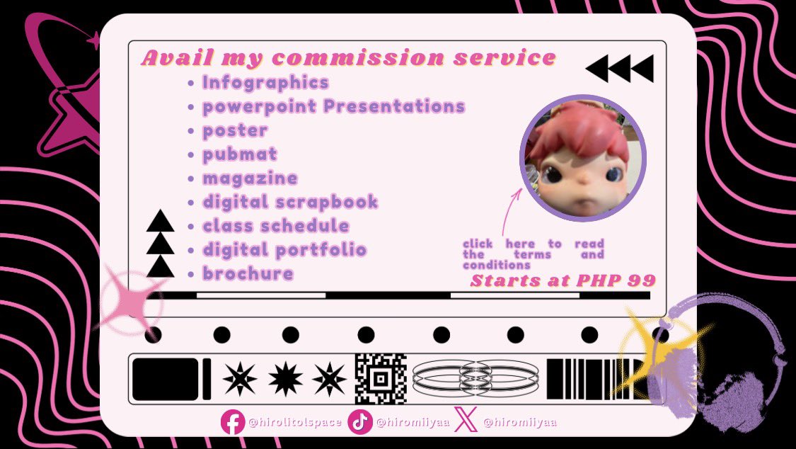 hiromiiyaa's tweet image. 𖥔 ݁ ˖ ࣪Hi! I’m Hiro, if you’re looking for someone to bring your creative ideas to life — I&apos;ve got you! 💻  DM me if interested!

‗ ❍ . For full access to my works here, feel free to visit this website!!  #studytwt #commstwt #academiccommission

graphicsbyhiro.my.canva.site/graphic-commis…